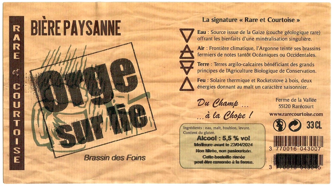 Etiquette BRASSERIE DE RARECOURT 37