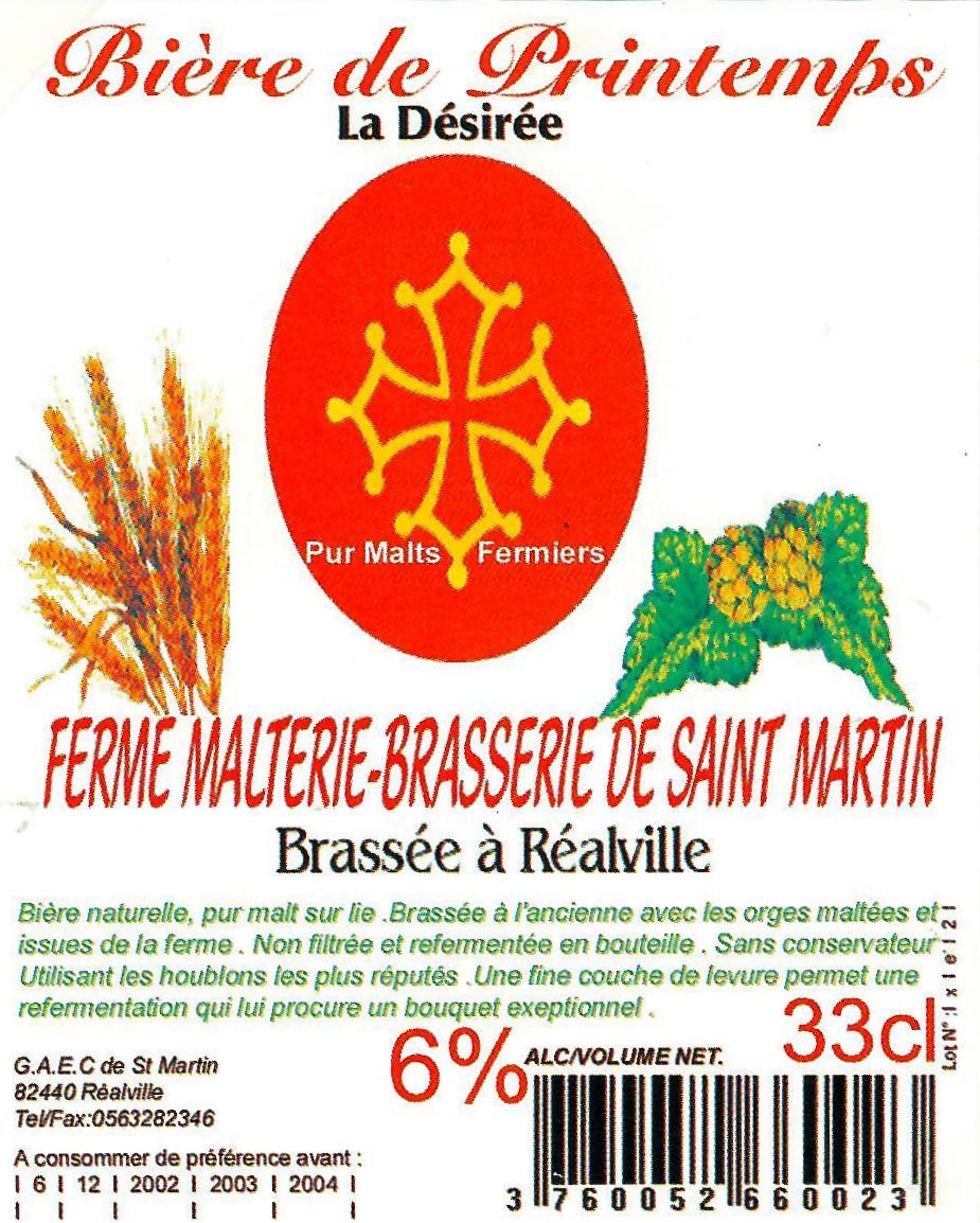 Etiquette BRASSERIE DE SAINT MARTIN 07