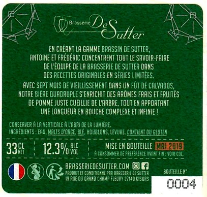etiquette BRASSERIE DE SUTTER 60B
