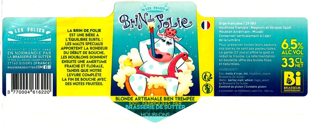 etiquette BRASSERIE DE SUTTER 70