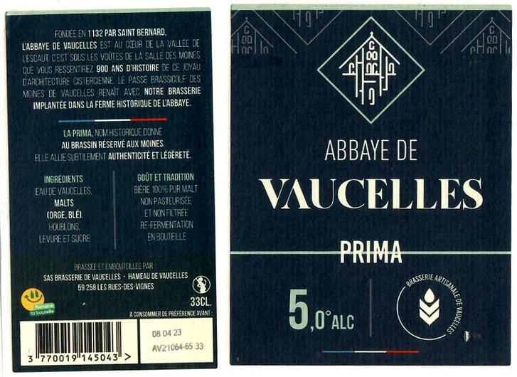 Etiquette BRASSERIE DE VAUCELLES 03