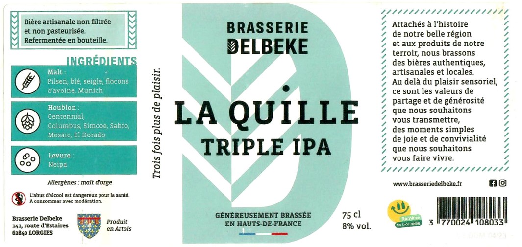 Etiquette BRASSERIE DELBEKE 03