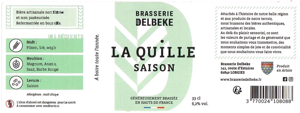 Etiquette BRASSERIE DELBEKE 10