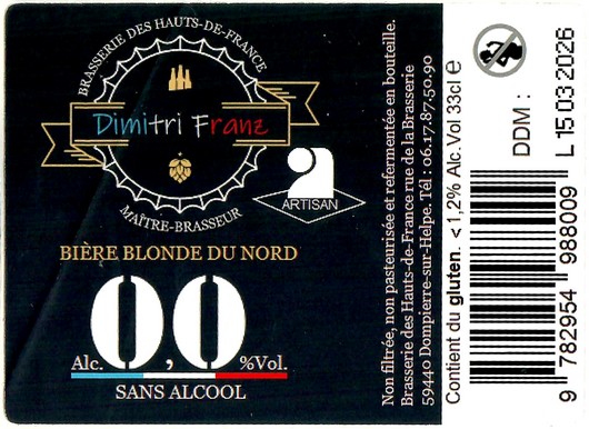 Etiquette BRASSERIE DES HAUTS DE FRANCE 38