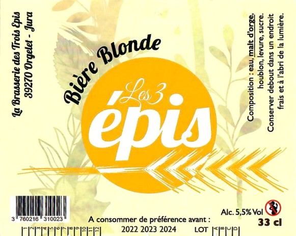 Etiquette BRASSERIE DES TROIS EPIS 27