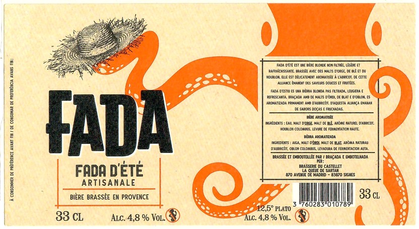 Etiquette  BRASSERIE DU CASTELLET 06