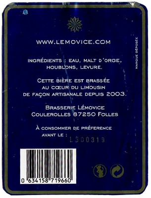 Etiquette BRASSERIE DU HAUT LIMOUSIN 21B