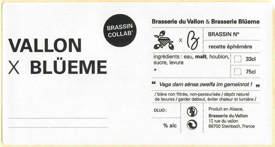 Etiquette BRASSERIE DU VALLON 40