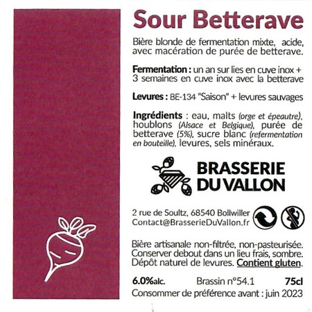 Etiquette BRASSERIE DU VALLON 60