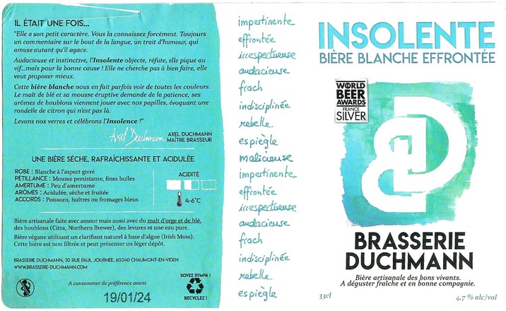 Etiquette BRASSERIE DUCHMANN 03
