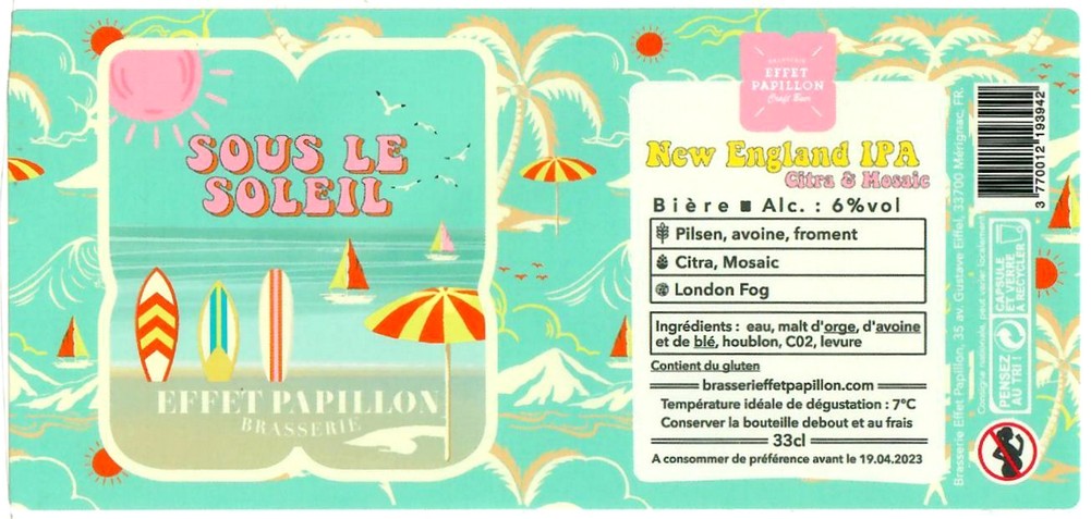 Etiquette BRASSERIE EFFET PAPILLON 110
