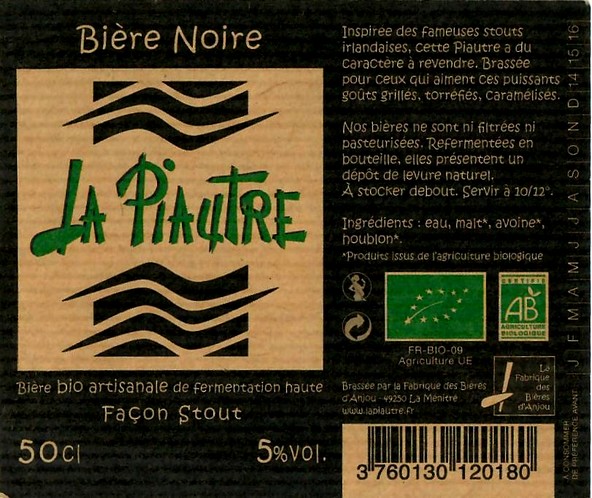 Etiquette BRASSERIE FABRIQUE BIERES ANJOU 75