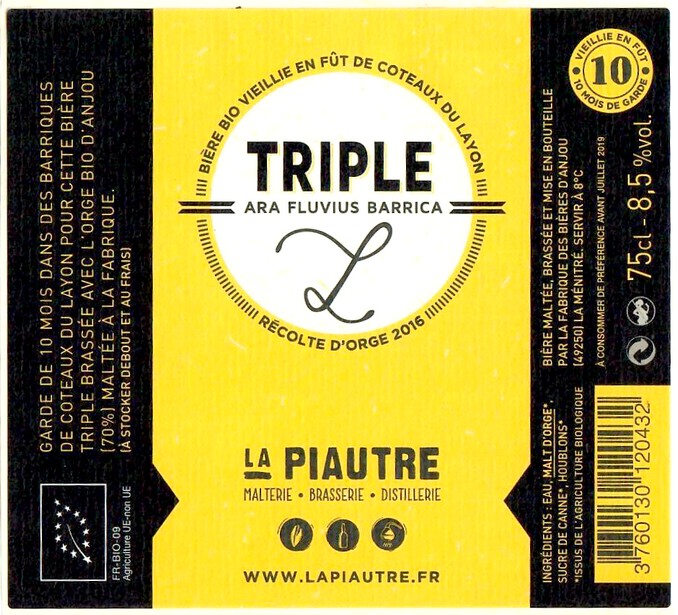 Etiquette BRASSERIE  FABRIQUE BIERES ANJOU 80