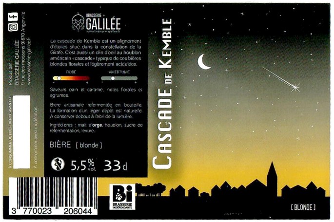 Etiquette BRASSERIE GALILEE 51