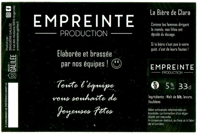 Etiquette BRASSERIE GALILEE 56