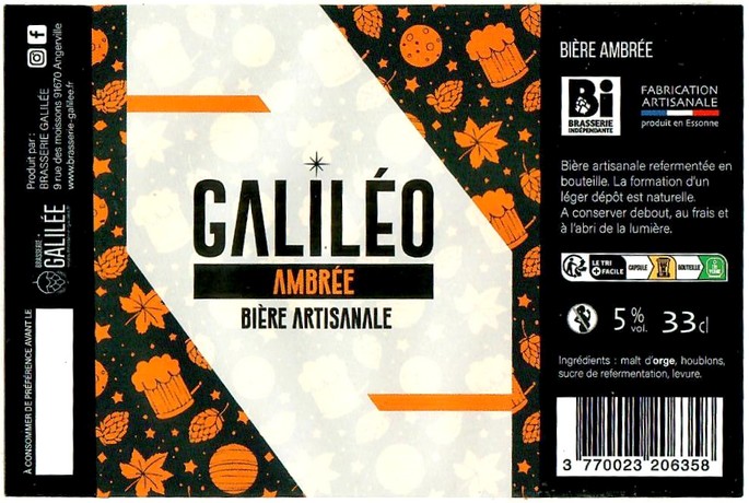 Etiquette BRASSERIE GALILEE 57