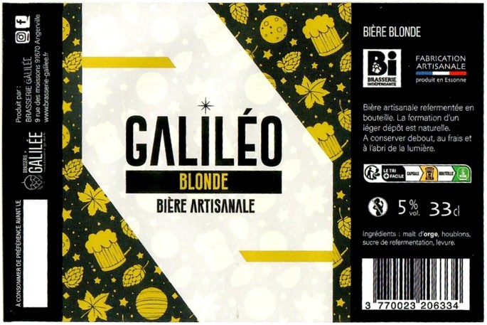 Etiquette BRASSERIE GALILEE 59
