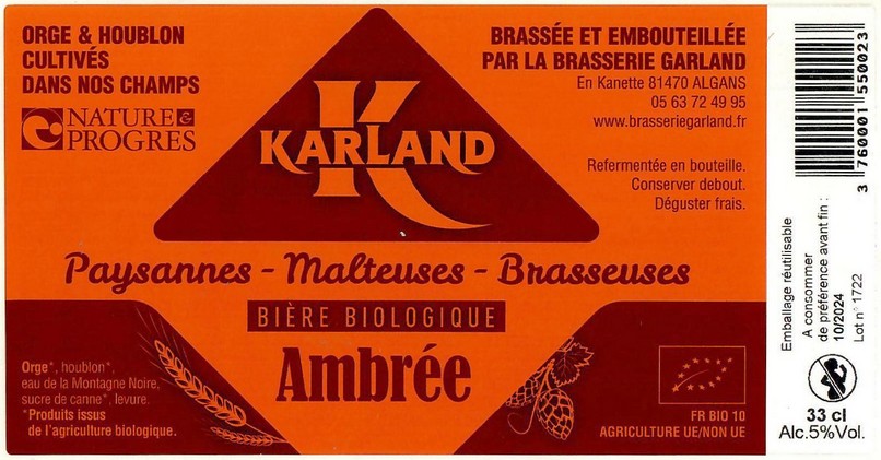 Etiquette BRASSERIE GARLAND 27