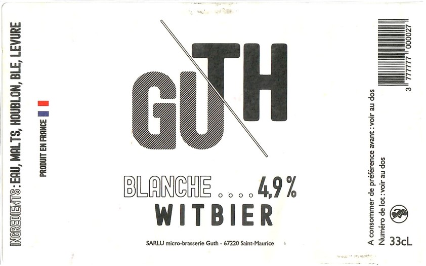 Etiquette BRASSERIE GUTH 11