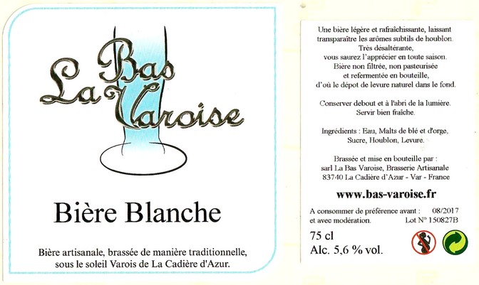 Etiquette BRASSERIE LA BAS VAROISE 01