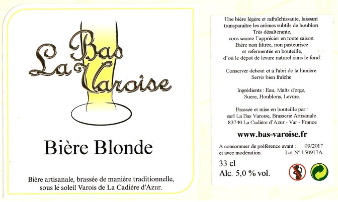 Etiquette BRASSERIE LA BAS VAROISE 02