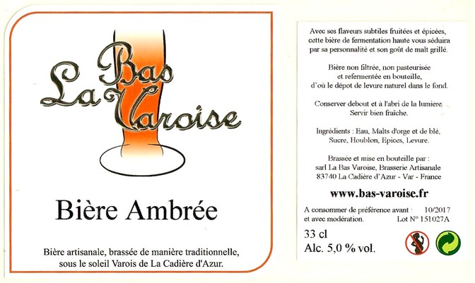 Etiquette BRASSERIE LA BAS VAROISE 04