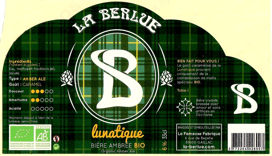 Etiquette BRASSERIE LA BERLUE 26