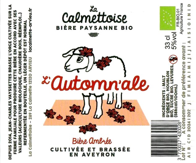 Etiquette BRASSERIE LA CALMETTOISE 20