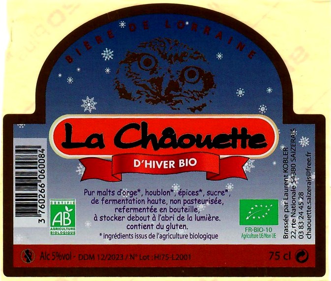 Etiquette BRASSERIE LA CHAOUETTE 24