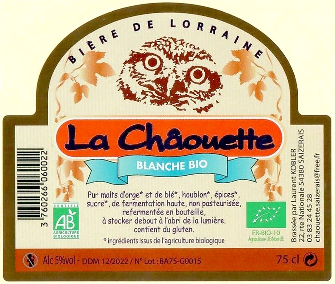 Etiquette BRASSERIE LA CHAOUETTE 26