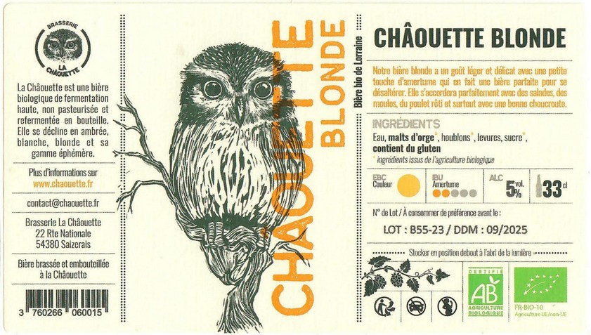 Etiquette BRASSERIE LA CHAOUETTE 29