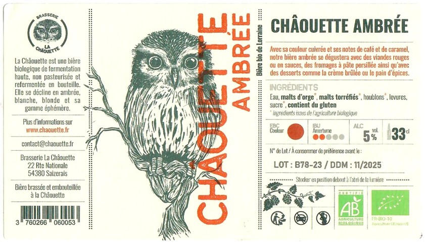 Etiquette BRASSERIE LA CHAOUETTE 32