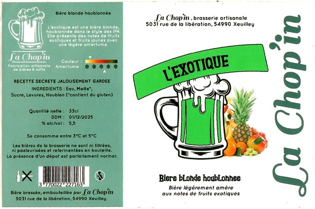 Etiquette BRASSERIE LA CHOP'IN 01