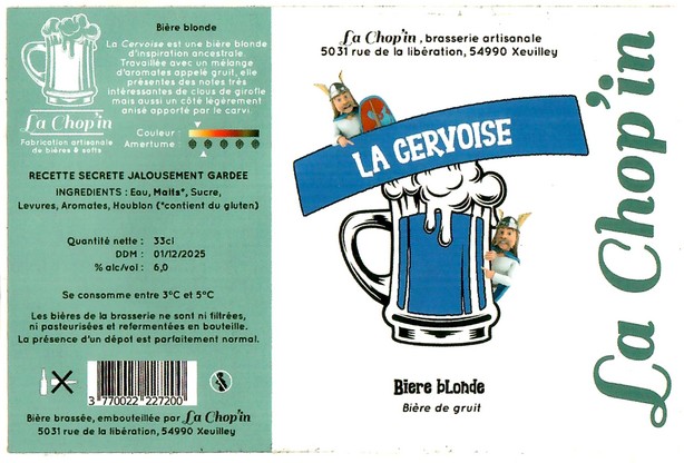 Etiquette BRASSERIE LA CHOP'IN 02