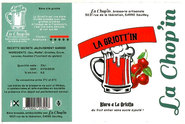 Etiquette BRASSERIE LA CHOP'IN 06