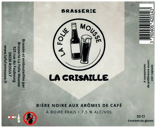 Etiquette BRASSERIE LA FOLIE MOUSSE 17