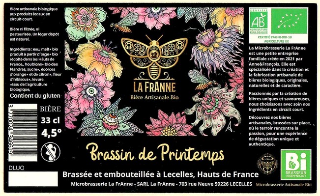 Etiquette BRASSERIE LA FRANNE 08