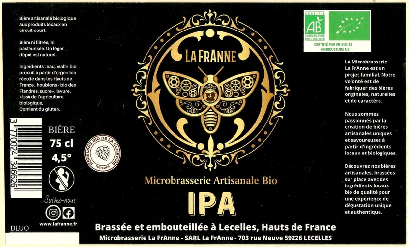 Etiquette BRASSERIE LA FRANNE 21