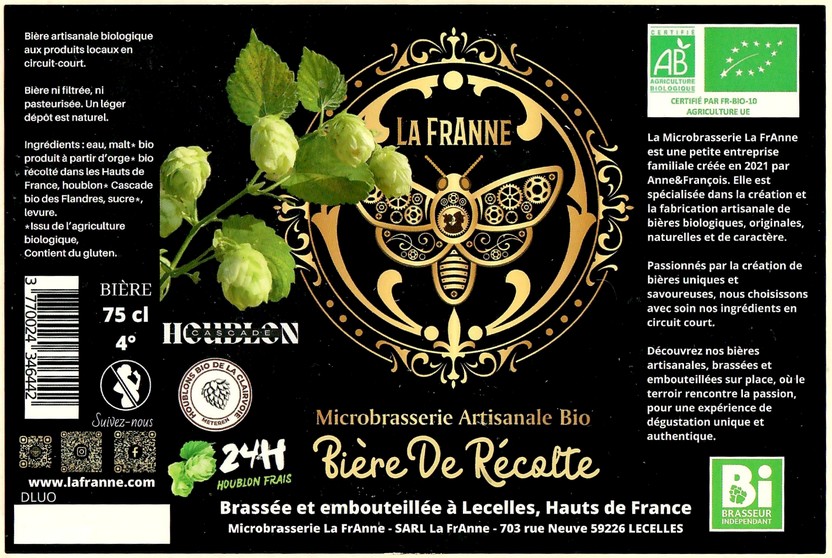 Etiquette BRASSERIE LA FRANNE 22