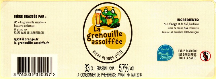 etiquette BRASSERIE LA GRENOUILLE ASSOIFFEE 19