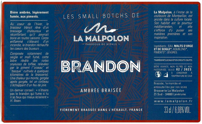 Etiquette BRASSERIE LA MALPOLON 01