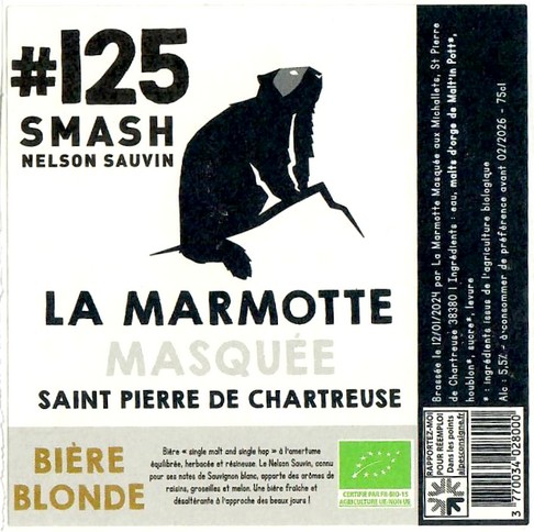 Etiquette BRASSERIE LA MARMOTTE MASQUEE 12