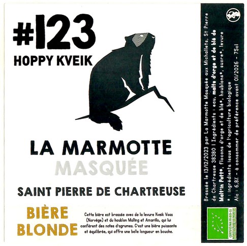 Etiquette BRASSERIE LA MARMOTTE MASQUEE 14