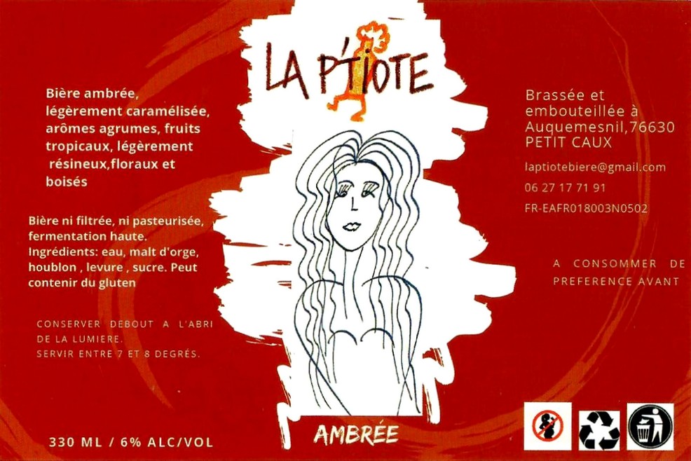 Etiquette BRASSERIE LA P'TIOTE 14 Etiquette BRASSERIE LA P'TIOTE 14