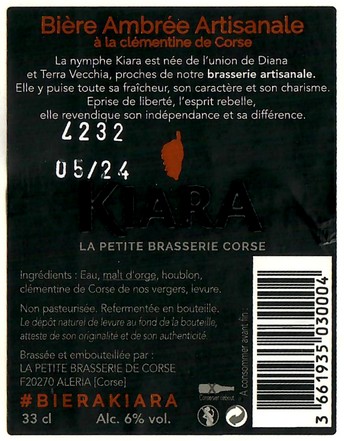 Etiquette BRASSERIE LA PETITE BRASSERIE DE CORSE 15B