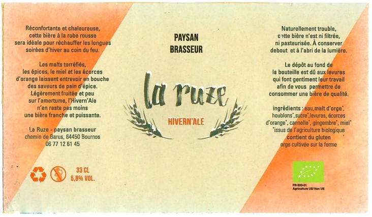Etiquette BRASSERIE LA RUZE 03