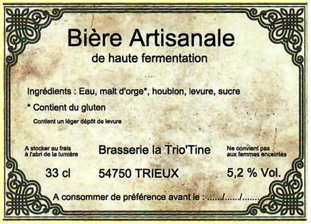 Etiquette BRASSERIE LA TRIO'TINE 02B