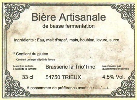 Etiquette BRASSERIE LA TRIO'TINE 05B