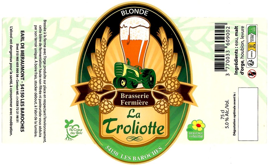 Etiquette BRASSERIE LA TROLIOTTE 07