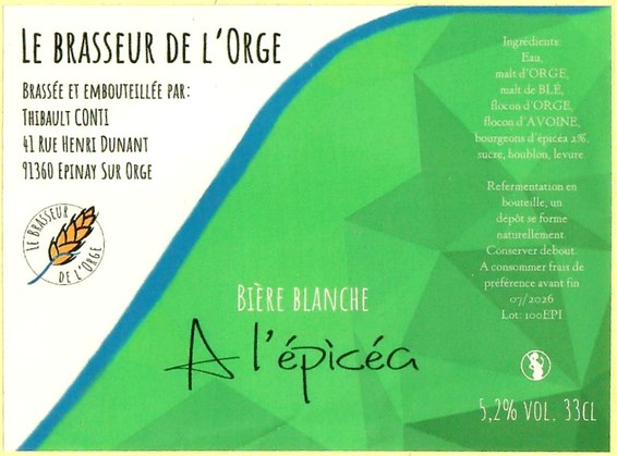 Etiquette BRASSERIE LE BRASSEUR DE L'ORGE 10
